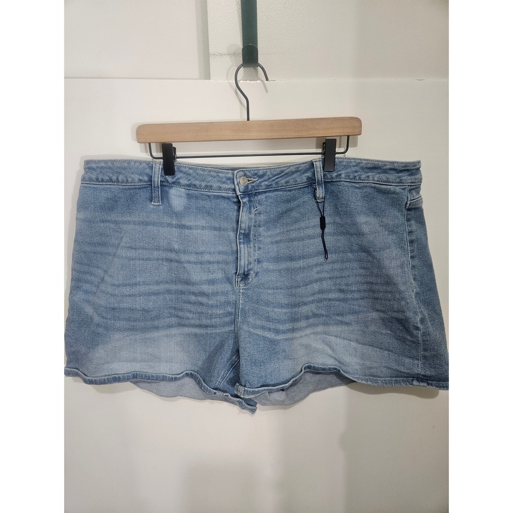 Vigoss Womens High Rise Denim Shorts Light Wash Blue Size 22W